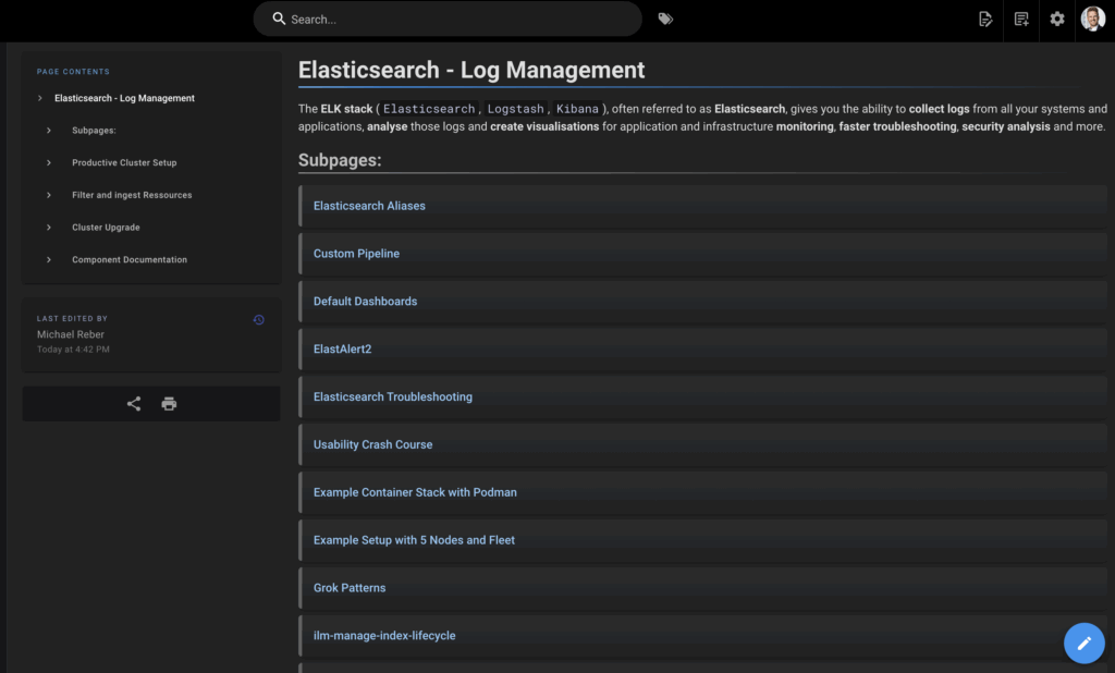 Example table of content